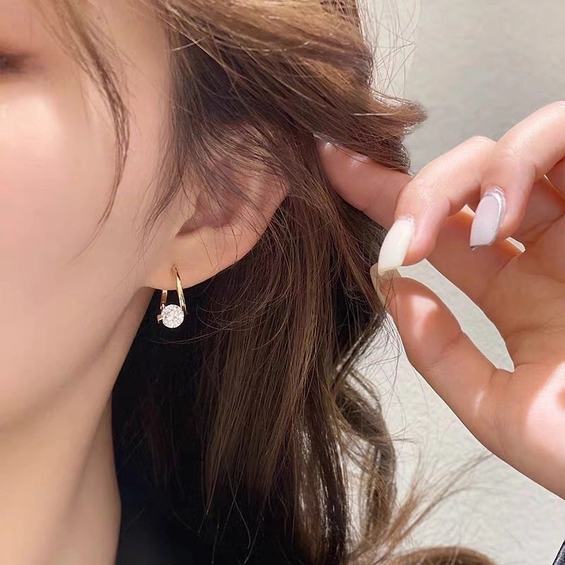 Geometric Micro-inlaid Zircon Earrings Korean Niche Earrings Earrings Women’s Exquisite  Temperament Earrings