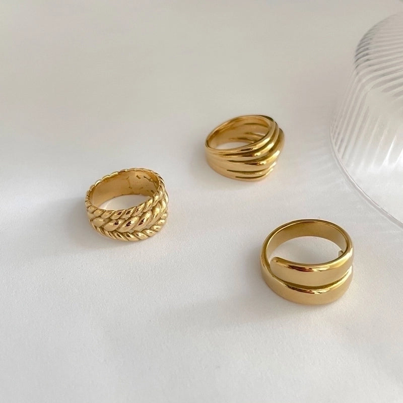 Minimalist Geometric Titanium Steel Plating Open Ring