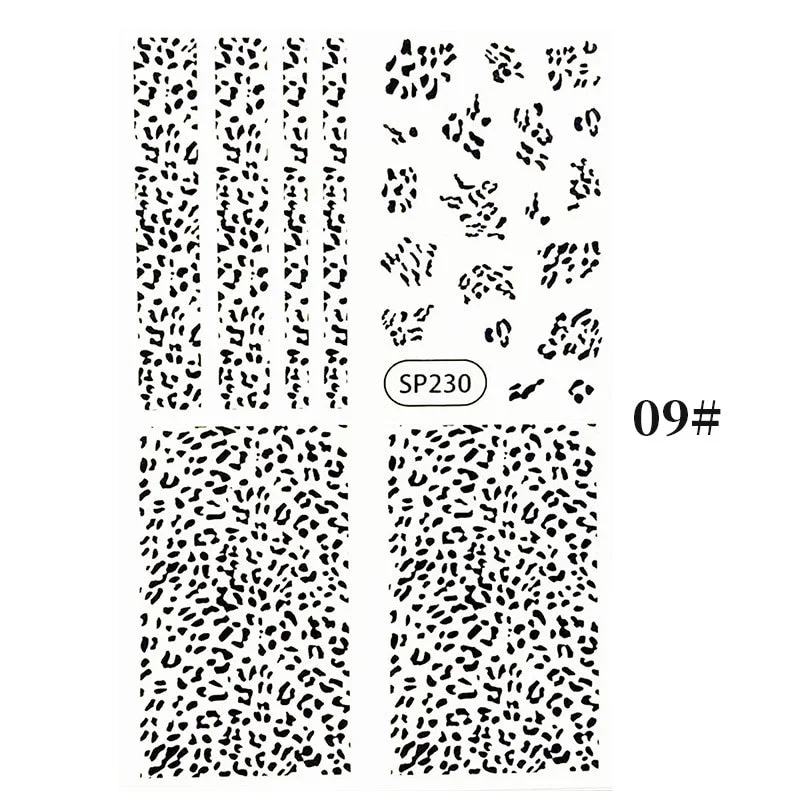 1PC Zebra Serpentine 3D Nail Stickers Fluorescence Green Leopard Prints Sliders Animal Skins Nail Art Decoration For Manicures