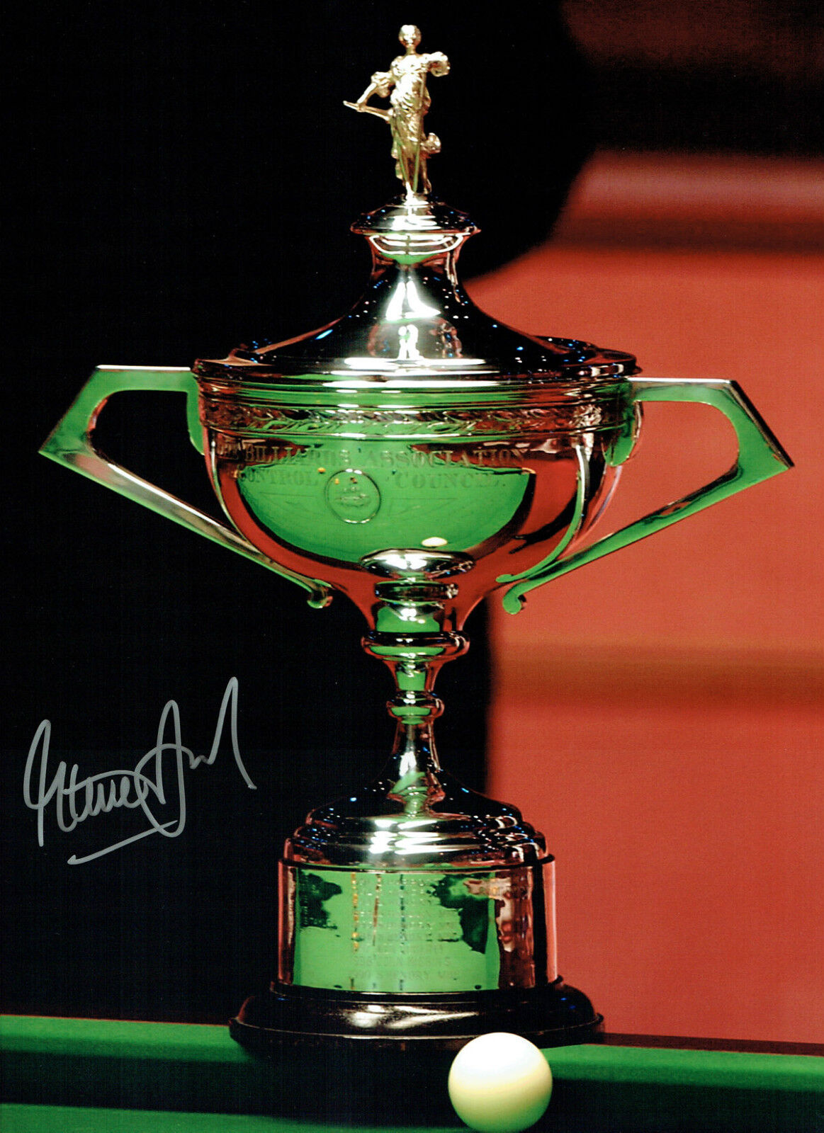 Steve DAVIS Signed Autograph Large 16x12 World SNOOKER Trophy Photo Poster painting AFTAL COA