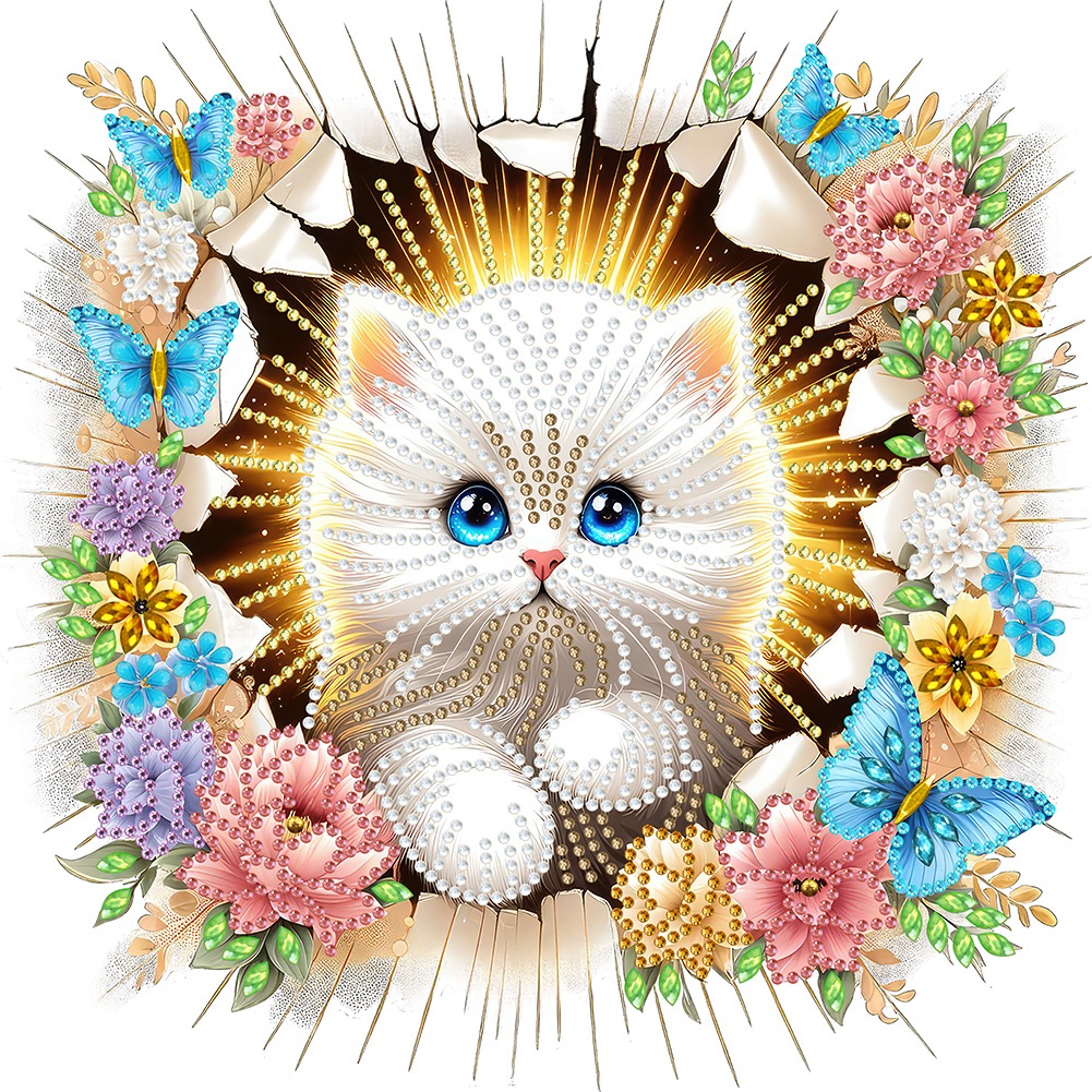 The Kitten That Breaks Out Of The Wall 30*30cm(canvas) special shaped drill diamond painting