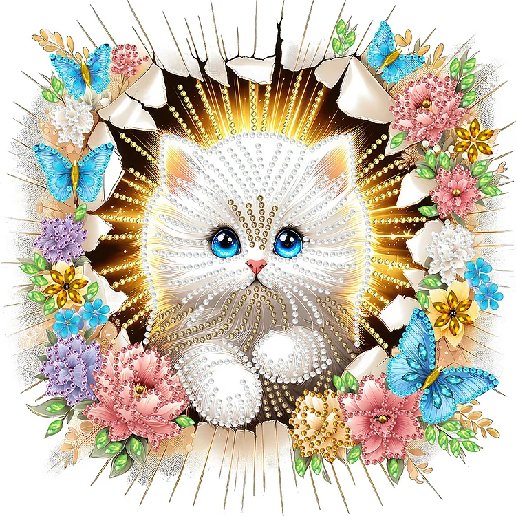 The Kitten That Breaks Out Of The Wall 30*30CM (Canvas) Special Shaped Drill Diamond Painting gbfke