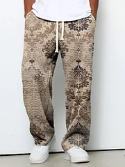 Men's Retro Ethnic Gradient Print Casual Suit Pants