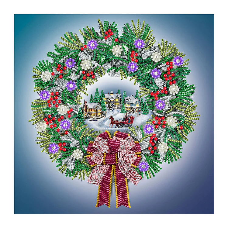 Partial Special-Shaped Diamond Painting - Christmas Wreath 35*35CM