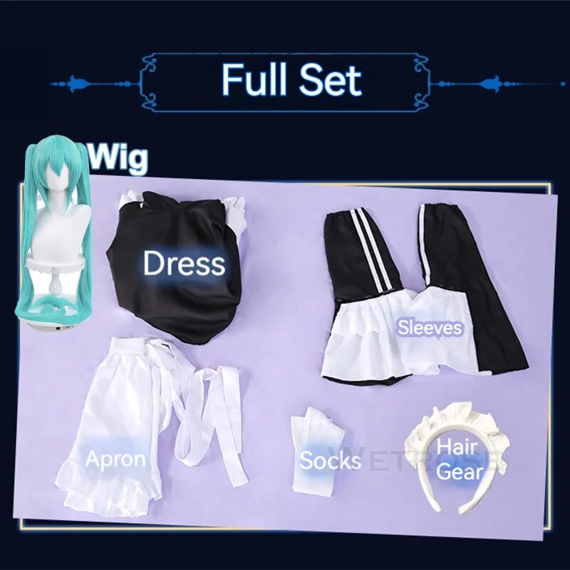 [Wetrose] In Stock Sporty Maid Miku 2023 Cosplay Costume Noodle Stopper Full Set Wig Halloween Xmas