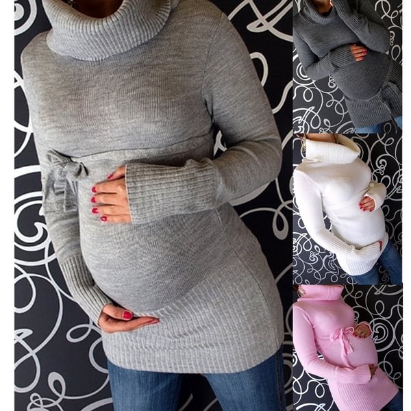 Fashion Maternity Pregnancy Sweater Sexy Turtleneck Pregnant Woman Sweater Dress Plus Size - Shop Trendy Women's Fashion | TeeYours