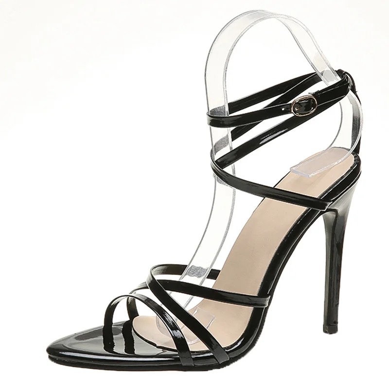 Yyvonne Summer New Sexy Comfortable Leather Thin Heel Women's Sandals Pure Color Pointed Large Yard Fish Mouth High Heel Sandals