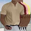Gioiacombo&trade; T-shirt a maniche corte in tinta unita con scollo a V sciolto da uomo nuova