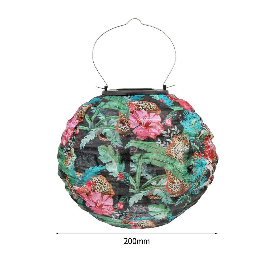 20cm Solar LED Chinese Lantern Light Waterproof Print Hanging Lamp (C)