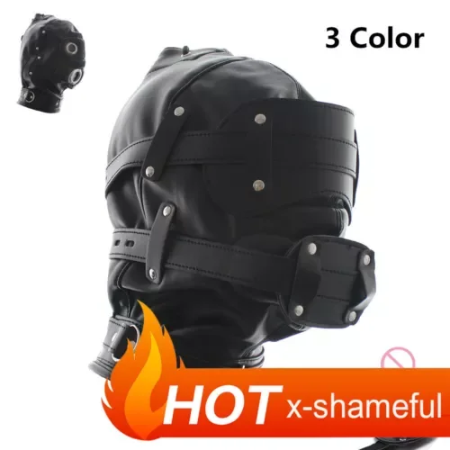 pornhint Pornhint Leather Binding Hood Set Gags Removable Muzzle Blindfold Slaver Role Play Games Libido