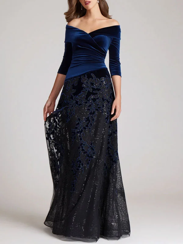 Burnout Sequin Velvet Tulle Gown