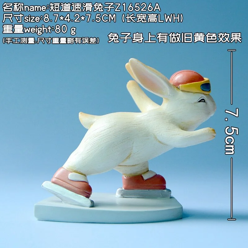 Creative Lovely Rabbit Ornaments Winter Games Competition Sports Figurine Skiing Skating Home Decoration Birthday Gifts
