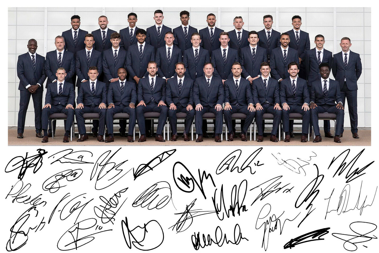 England Euro 2020 Squad Signed A4 Photo Poster painting Print Team 21 Harry Kane Sterling 2021