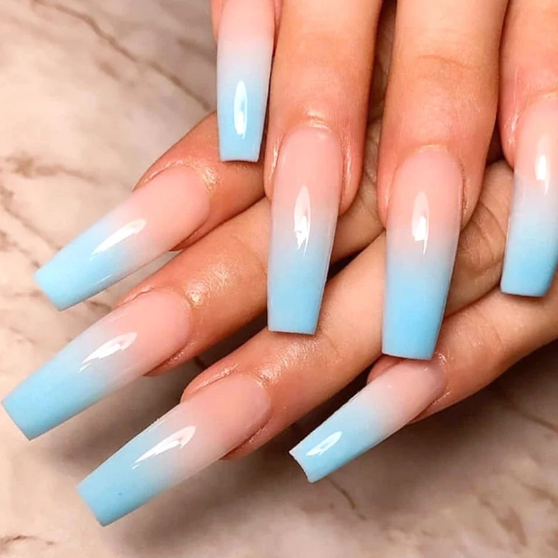 24pcs/set Press on Nail Tips Acrylic 10 Sizes Flower Design Fake Nails Art Full Cover French False Nail Art Tips Artifical Nails-Nail Inspo