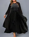 Women's Plus Size Party Dress Print Round Neck Long Sleeve Fall Winter Stylish Formal Maxi long Dress Formal Party Dress / Dress Set