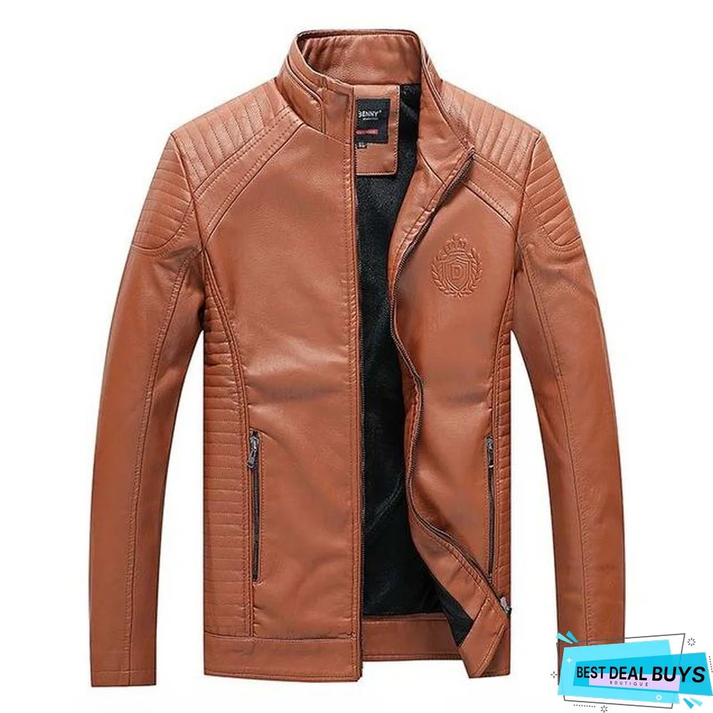 Men Leather Jackets Winter Jacket Classic Motorcycle Style Inside Thick Coats Leather Jacket