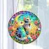 5D Diamond Painting Double Sided Effect  Stained Glass Panel Decorative Home Garden Decoration Hanging Kit(Cat)