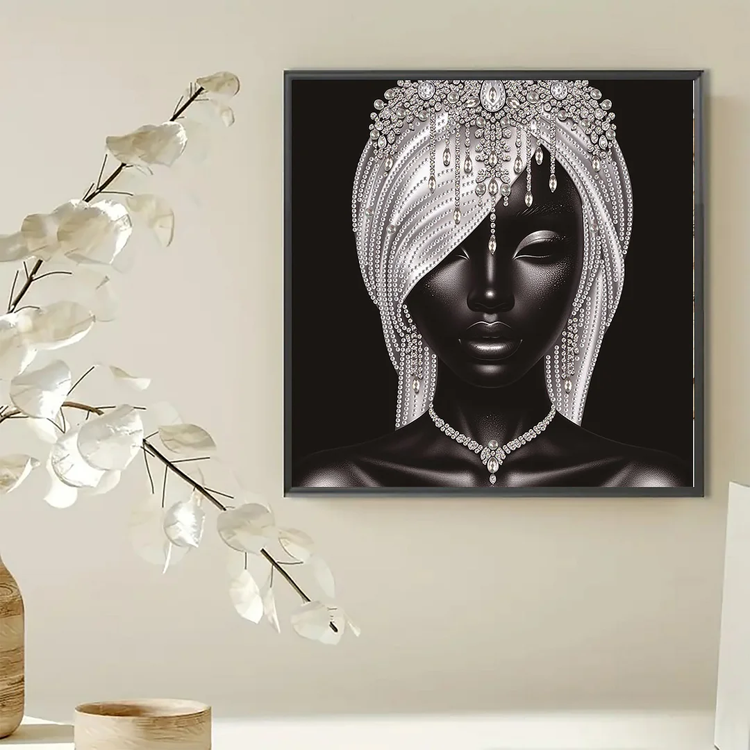 Diamond Painting - Partial Special Shaped Drill - Silver Black Beauty(Canvas|30x30cm)