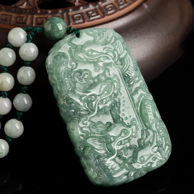 Chinese Zodiac Dragon Jade Abundance Necklace Bead String Pendant