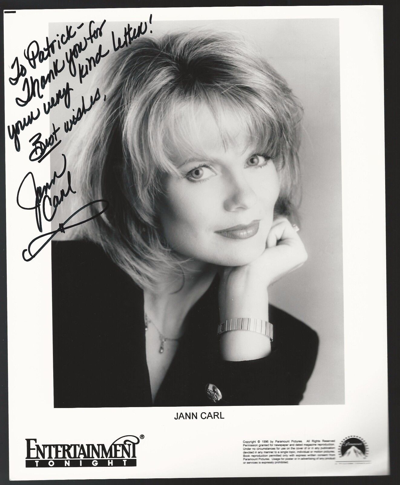 Jann Carl Hand Signed Autographed 8x10 Photo Poster painting Picture Entertainment Tonight