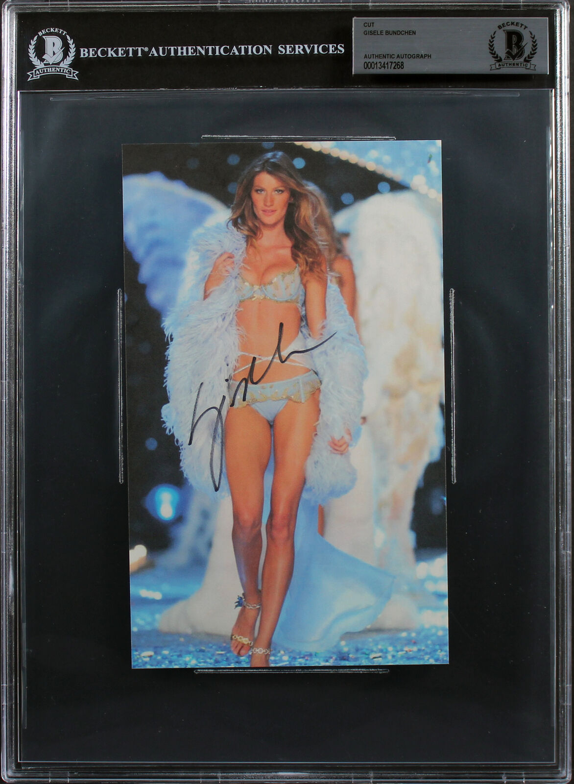 Gisele Bundchen Authentic Signed 4.5x8.5 Cut Signature BAS Slabbed