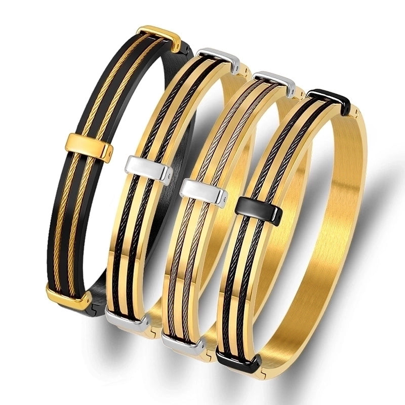 Classic Style Commute Color Block Stainless Steel Plating Unisex Bangle