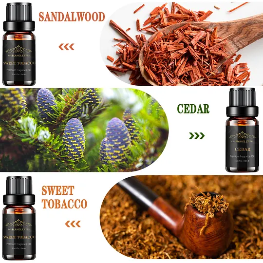 Essential Oils Set, Men Scents Fragrance Oil Aromatherapy Essential Oils Kit for Diffuser (6x10ML)