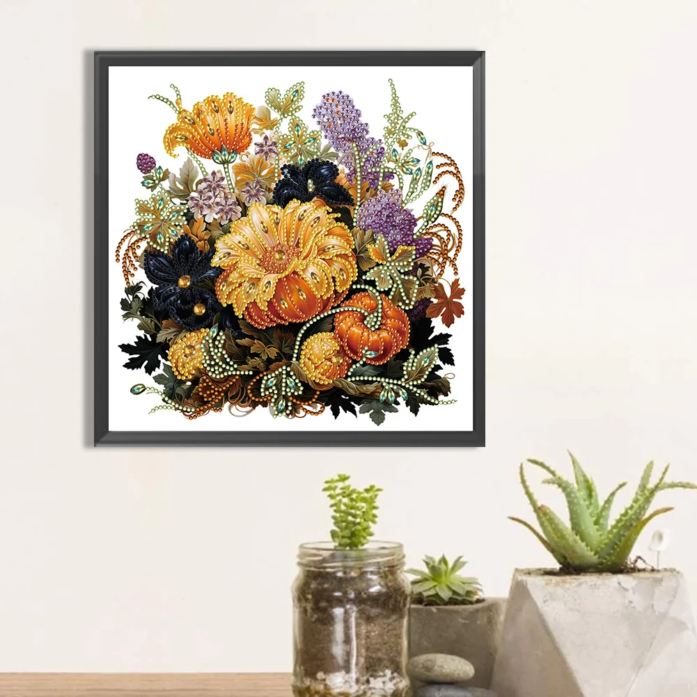 Diamond Painting - Partial Special Shaped Drill - Pumpkin Sunflower(Canvas|30*30cm)
