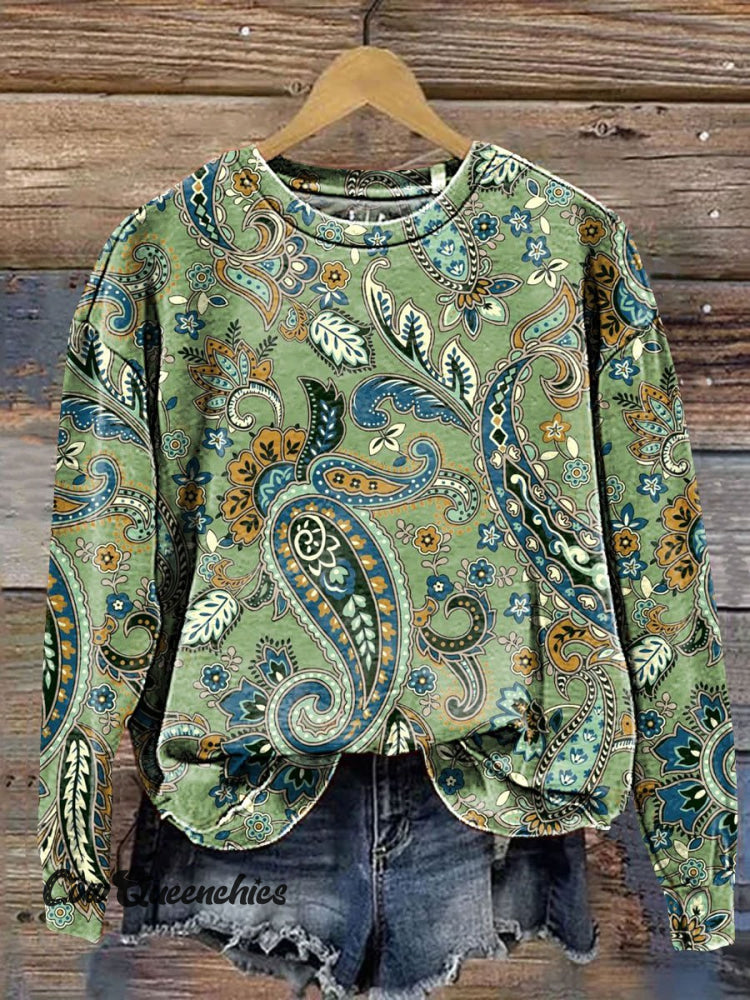 Paisley Pattern Art Print Casual Sweatshirt Multicolor / S