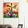 Kreuz 5d DIY Runde Vollbohrer Dimond Gemälde Kit Haus Wanddekoration 30x30cm