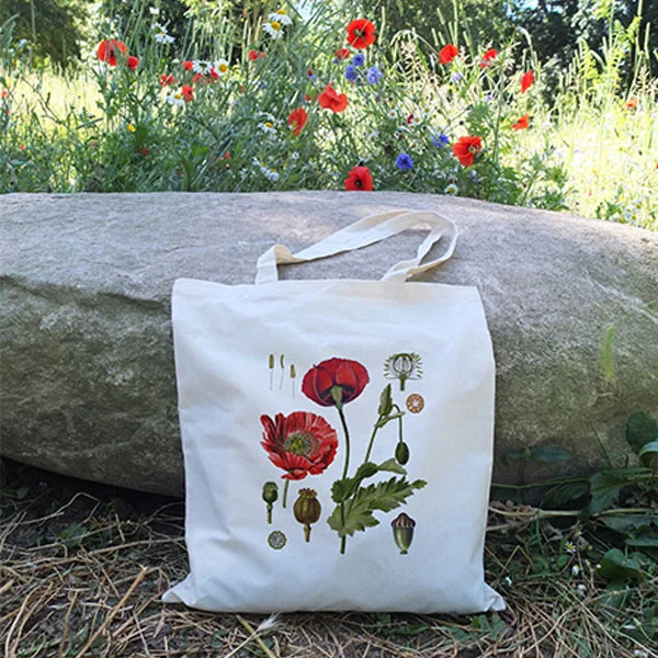 Pupiloves  Poppy Botanical Tote Bag