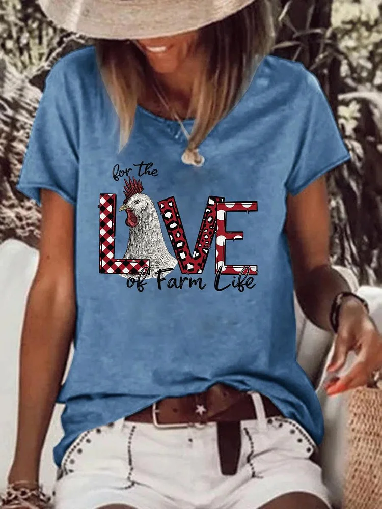 For the love of the farm live village life Raw Hem Tee