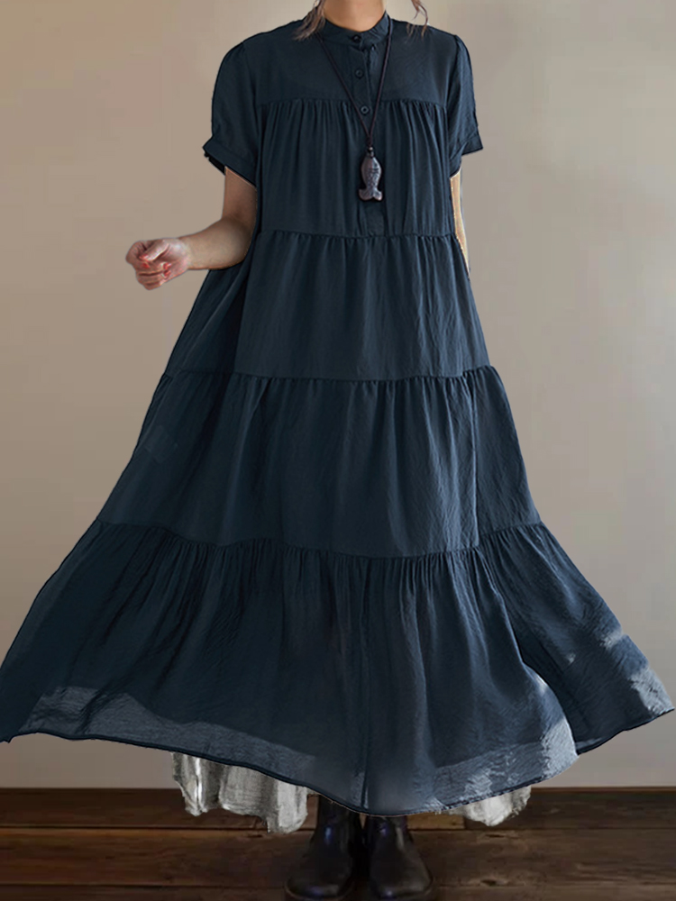 Oversize Tiered Wide Skirt Flowy Maxi Dress wearshes