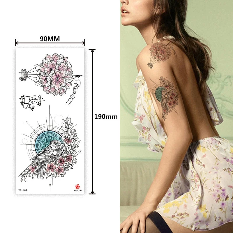 Flower animal totem romantic beautiful bird fragrance waterproof lasting men and women personality temporary tattoo stickers