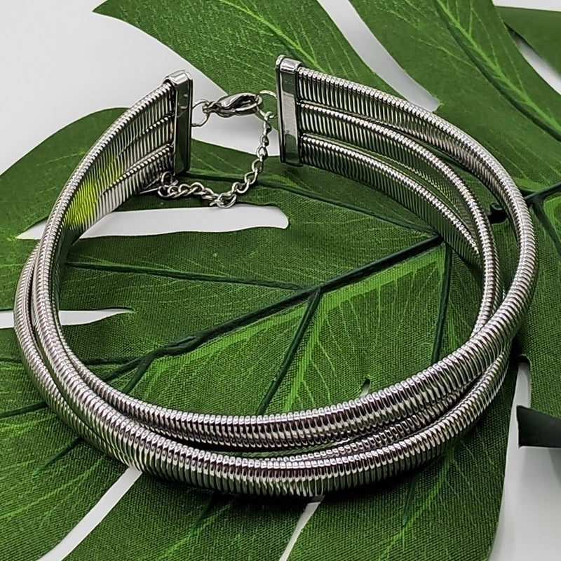 Stainless Steel 18K Gold Plated Punk Chain Round Solid Color Choker