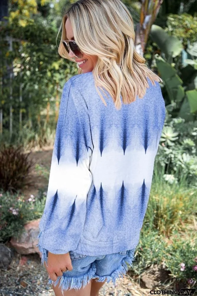 Multicolour Color Block Tie Dye Pullover Sweatshirt