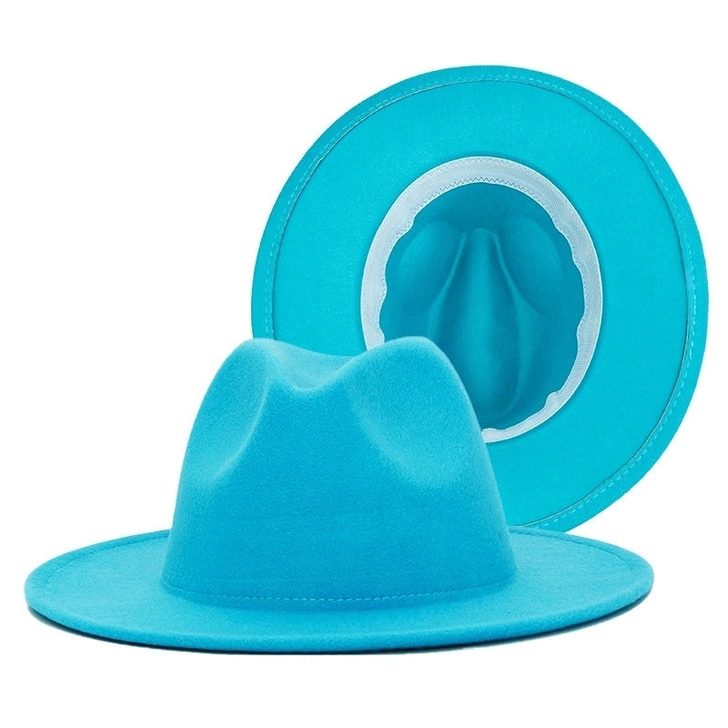 60 Color Solid Color Jazz Top Hat British Style Retro Woolen Hat Adult Embroidered Logo Felt Hat