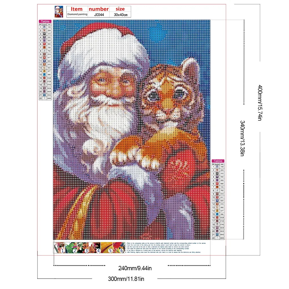 Diamond Painting - Full Round Drill - Santa and Tiger(Canvas|30*40cm)