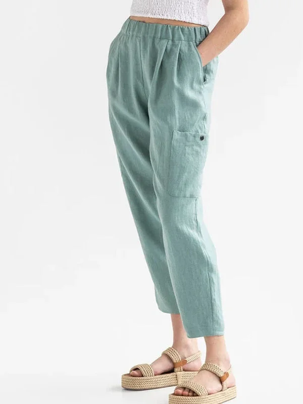Women's Loose High-waisted Cotton Linen Casual Pocket Casual Pants