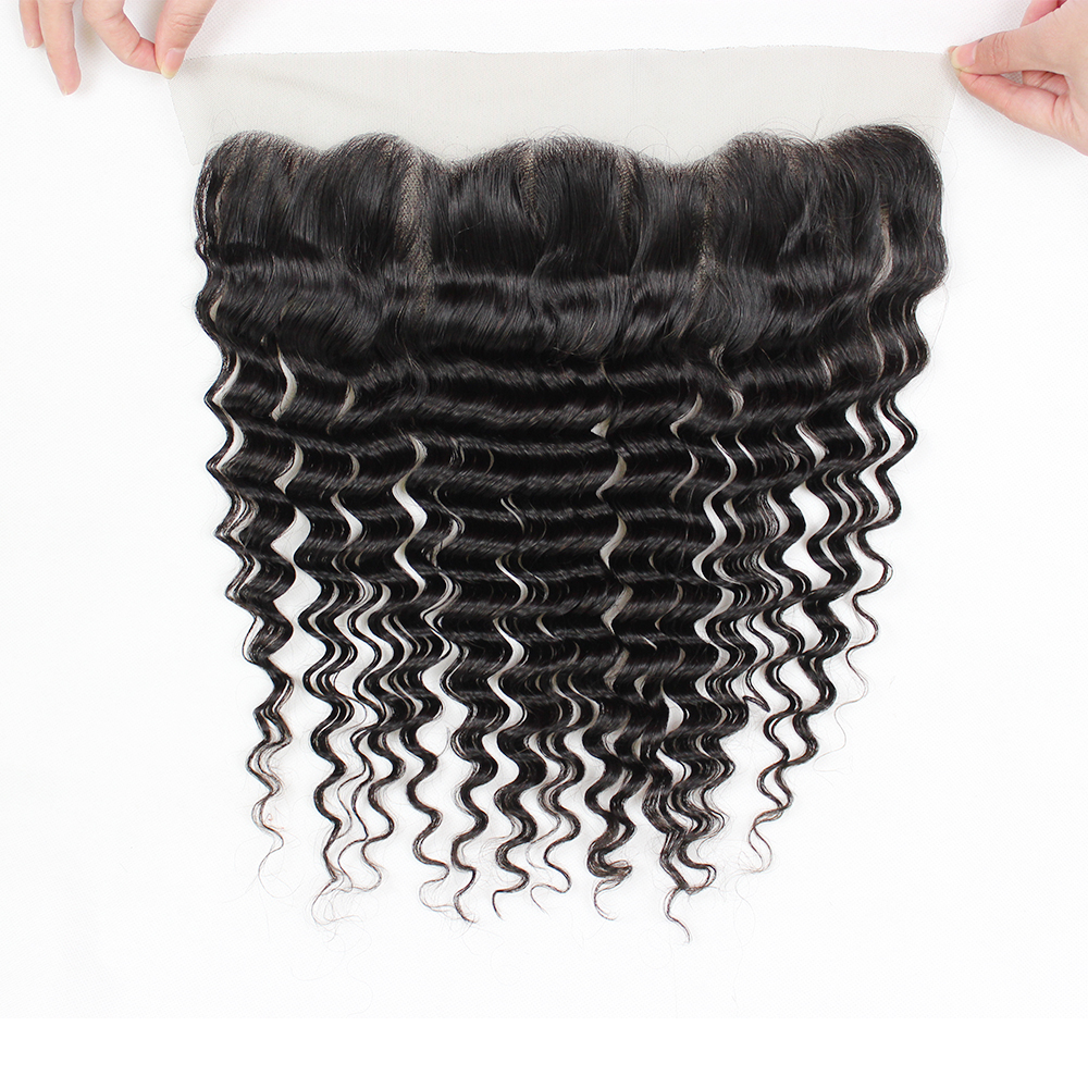Deep Wave 13X4 13X6 Transparent Lace Frontal 12A Human Hair With Baby Hair Lace Frontal