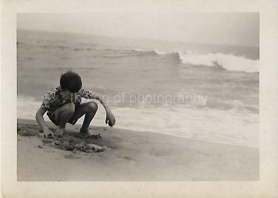 1940's Beach Boy FOUND Photo Poster painting bw LONG BRANCH NEW JERSEY Original ELBERON 19 8 S