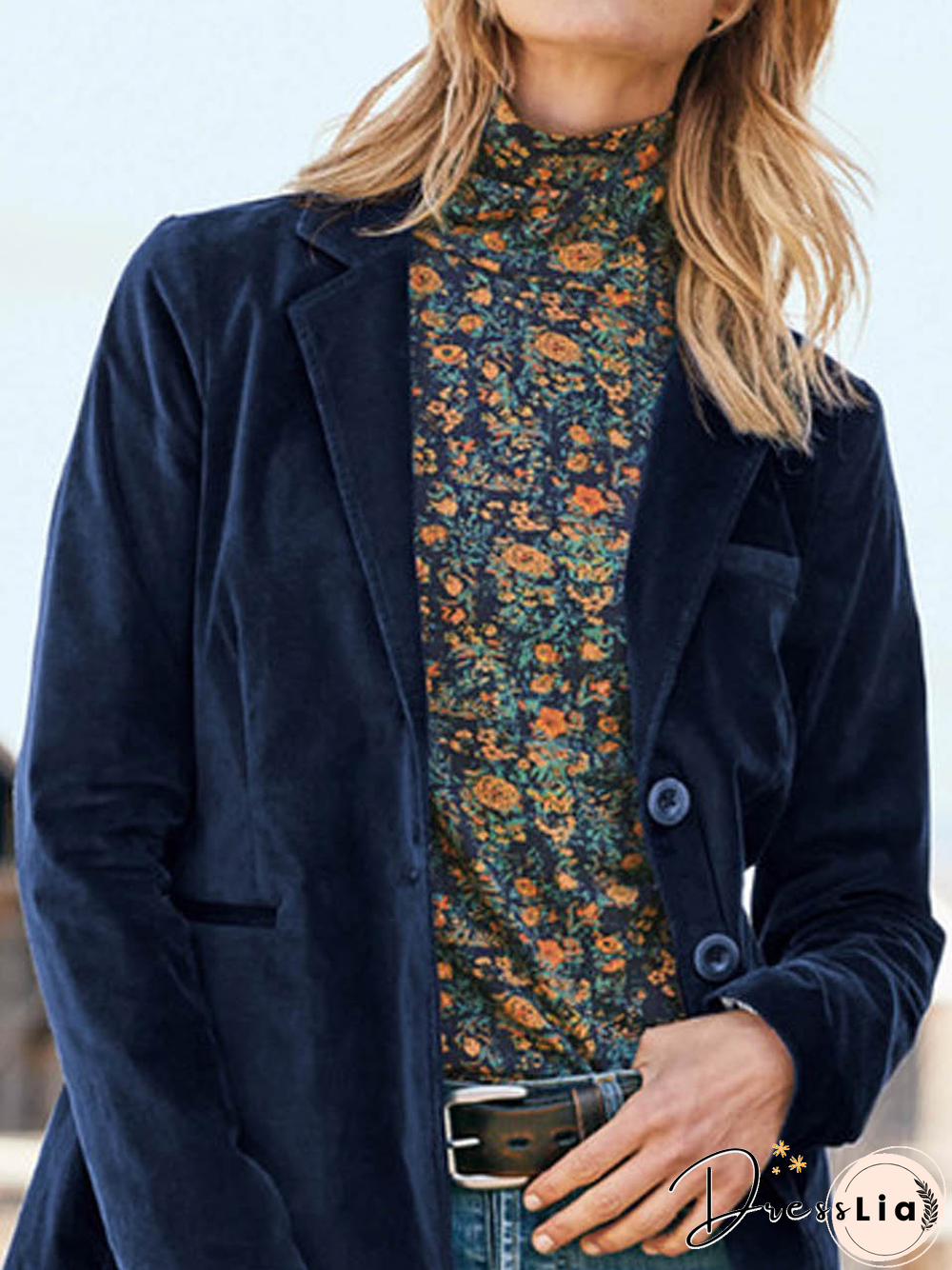 Women Casual Plain Autumn Daily Loose Long sleeve Regular H-Line Regular Size Blazer