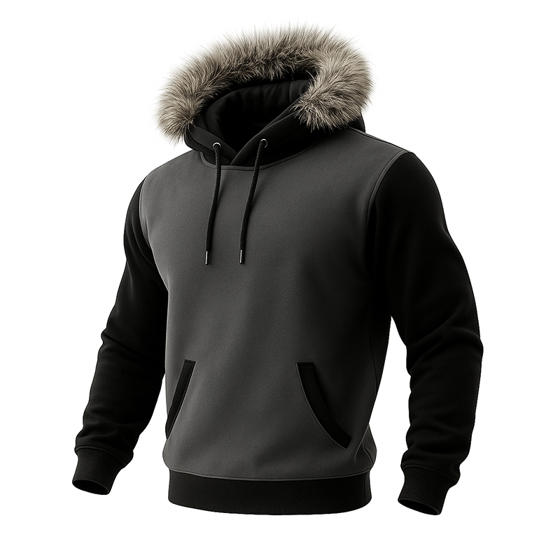 Men's Autumn/Winter New Outdoor Casual Fur Collar Hooded Sweatshirt-inspireuse