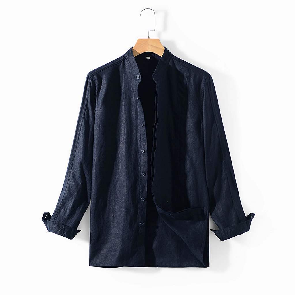 Linen Shirt Men 100% Linen Button Down Shirt Breathable REAL SILK LIFE