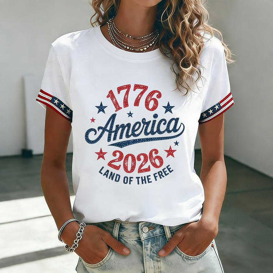  Women's Vintage Flag Art Print Tshirt Westsshops