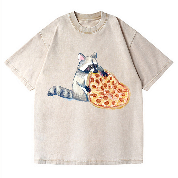 Rat Pizza Men's washed T-shirt