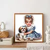 Vie d&rsquo;animaux de compagnie fille-plein diamant rond peinture-30 * 30cm