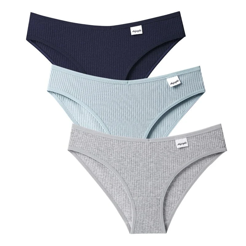 V Waist Cotton Panties Women Underpants Female Underwear Low-Rise 3PCS/Set 6 Solid Color Girl Briefs Ladies Lingerie Panties