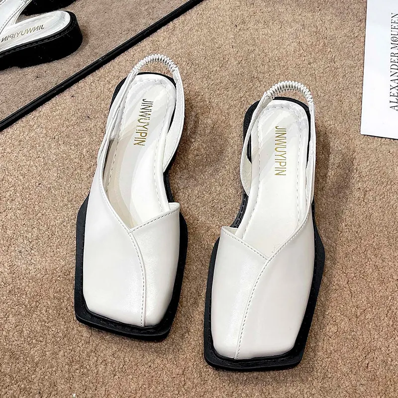 Breakj Breakj Summer Bag Head A Cool Single Shoes Children Square Grandmother Shoes A Foot Lazy Bean Sandals Women
