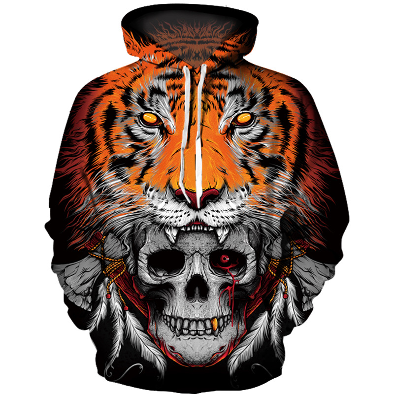 Fashion Print Loose Casual Street Hooded Sweatshirt